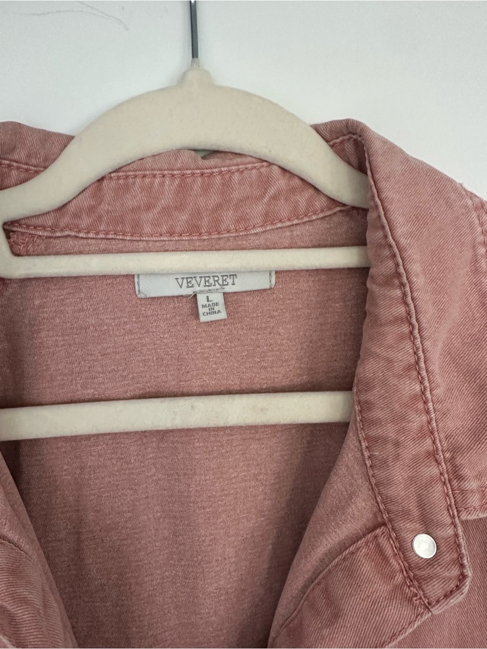 Dusty Rose Button-Front Denim Babydoll Dress - Picture 3 of 5